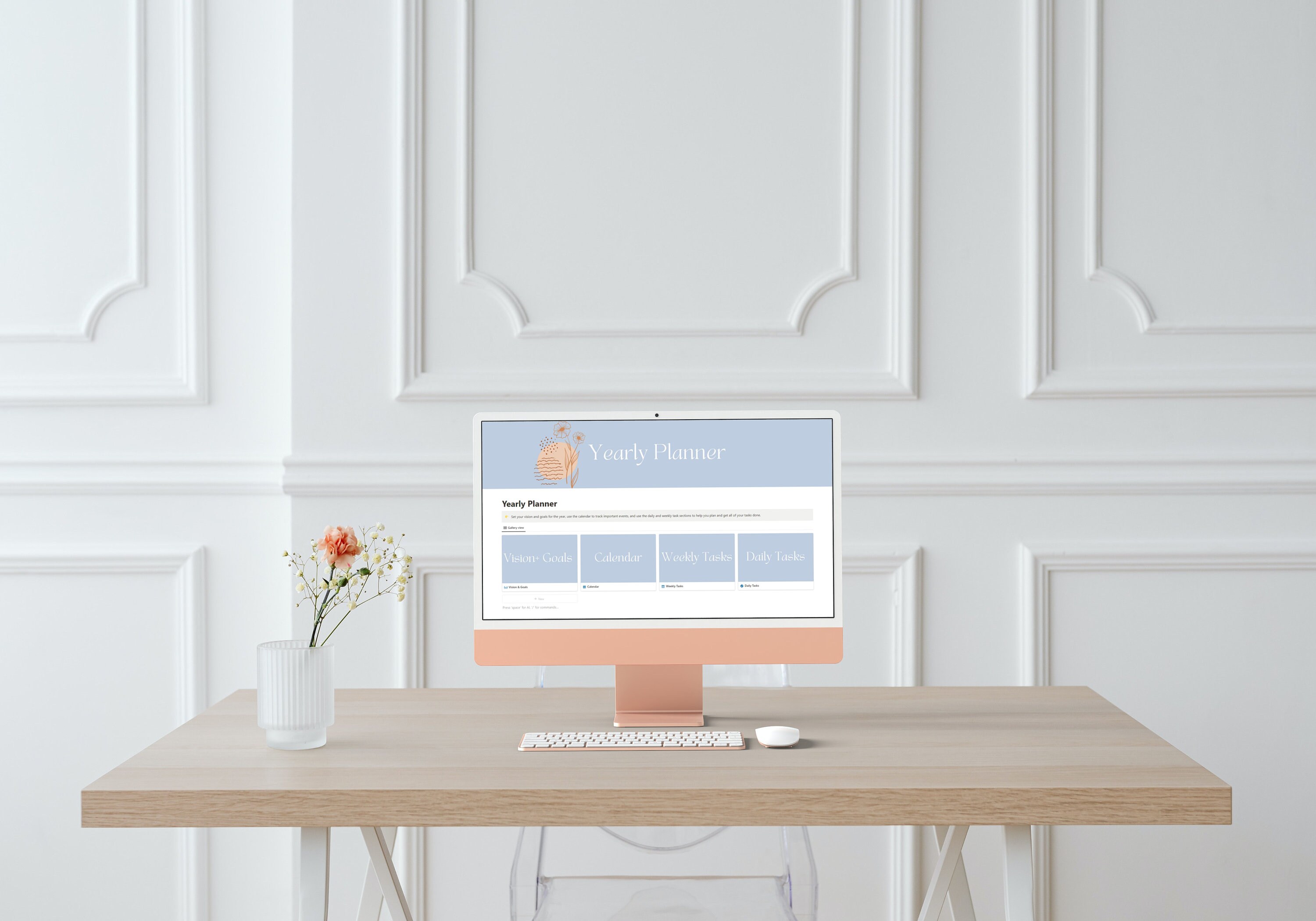 Digital Yearly Planner Template for Notion - Simple Minimalist Boho ...