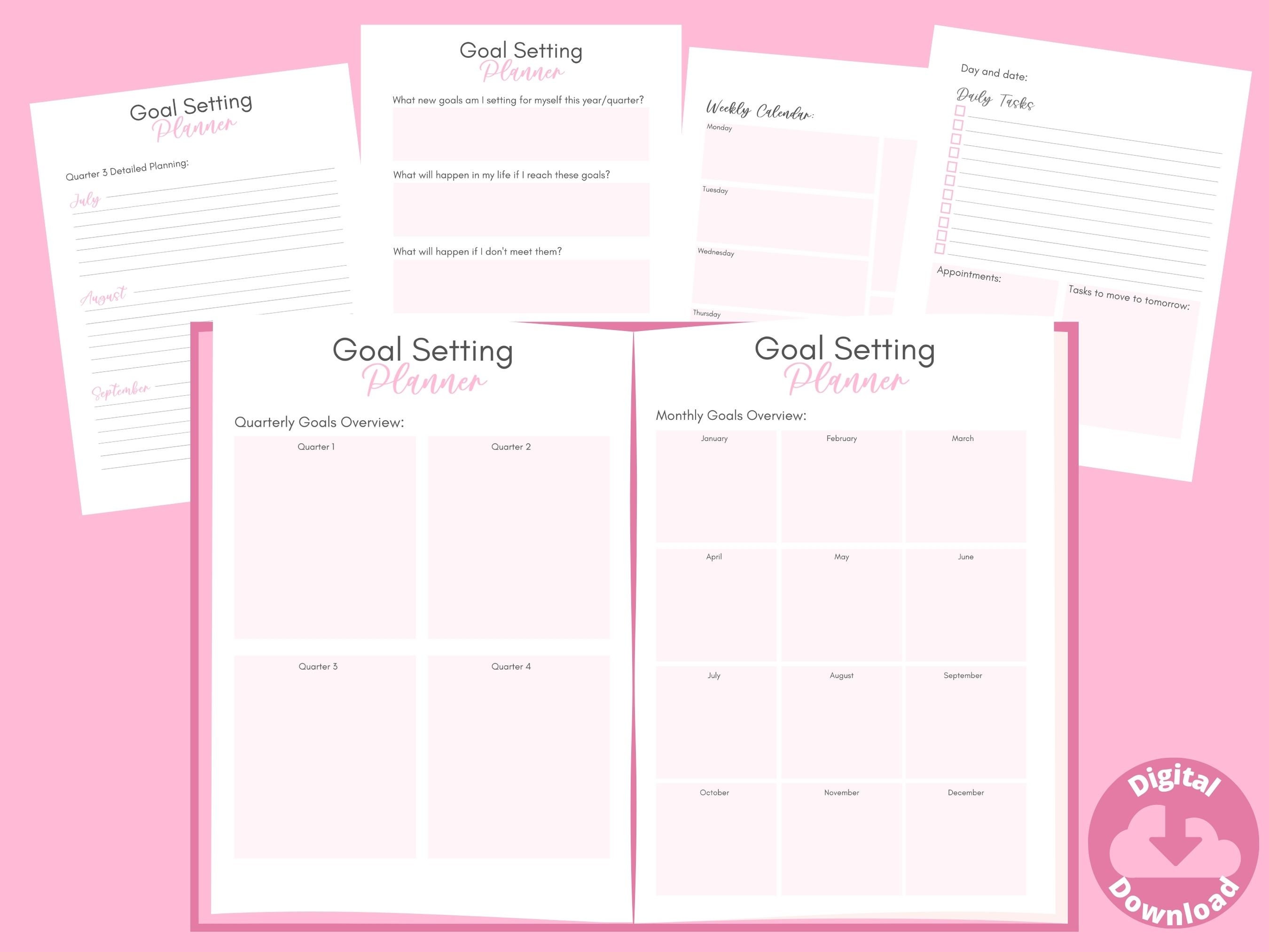 Printable Undated Goal Setting Quarterly Planner 20-page Bundle - PDF ...