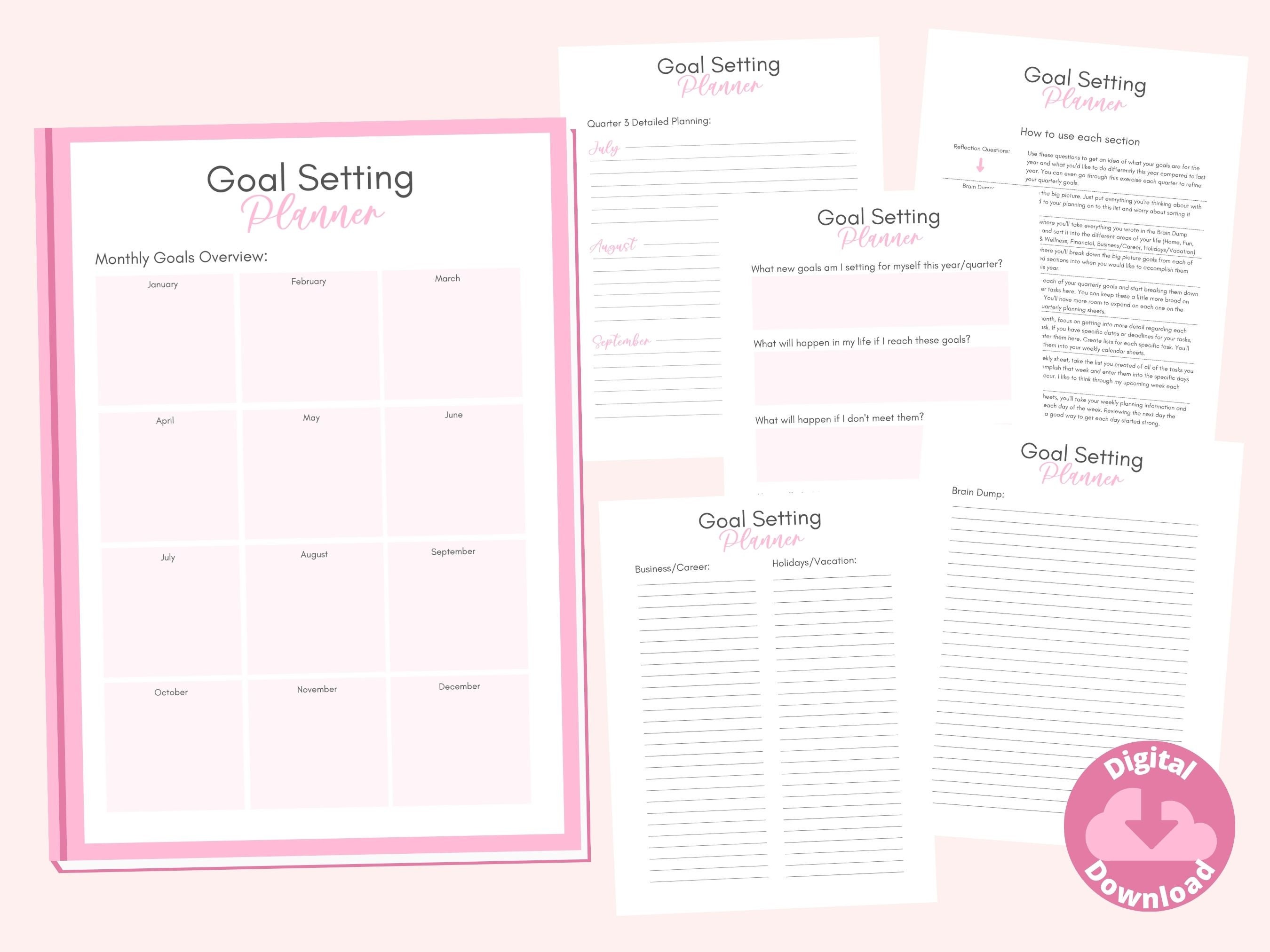 Printable Undated Goal Setting Quarterly Planner 20-page Bundle - PDF ...