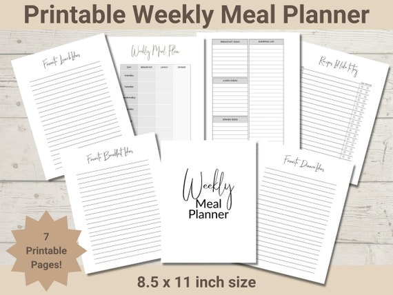 Printable Weekly Meal Planner - Etsy