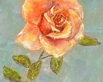 Peach Rose, an original soft pastel painting by C.L. Russo