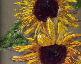 Sunflowers, an original soft pastel painting by C.L. Russo