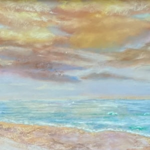 Sienna Skies Seascape, an original soft pastel painting by C.L. Russo