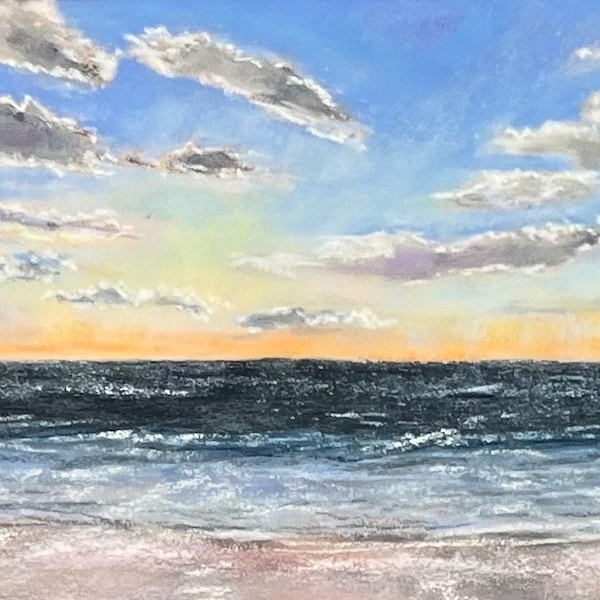 Shadowy Clouds Over Ocean, an original soft pastel painting by C.L. Russo