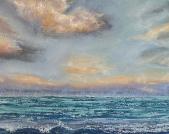 Beautiful Cloudy Seascape, an original soft pastel painting by C.L. Russo