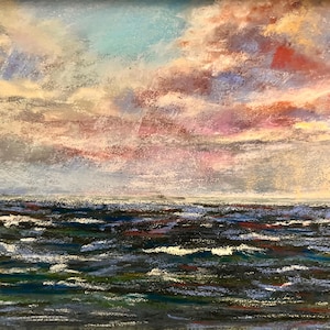 Fantasy Seascape & Rainbow Skies, an original soft pastel painting by C.L. Russo