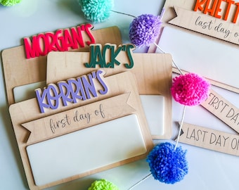 Personalized First Day of School Sign, Back to School Prop, Custom School Board, Reusable Dry Erase Sign for 1st, Milestone Board, Last Day