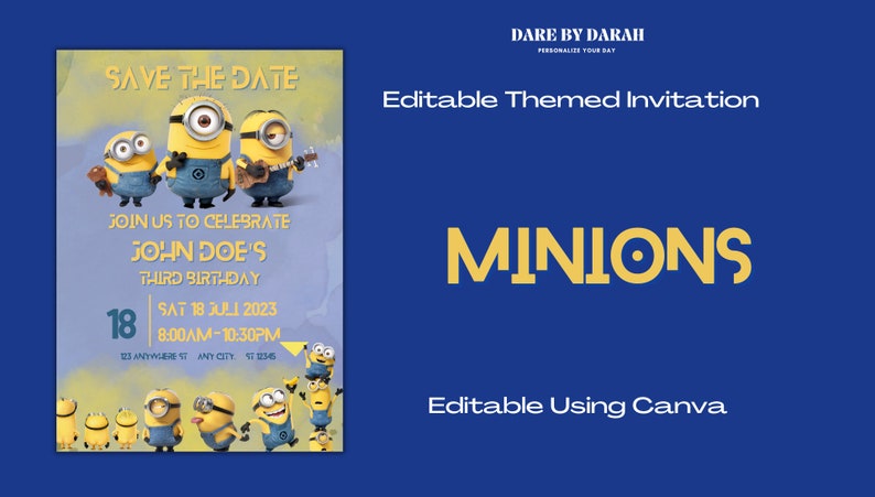 Minions Themed Editable Invitation - Etsy