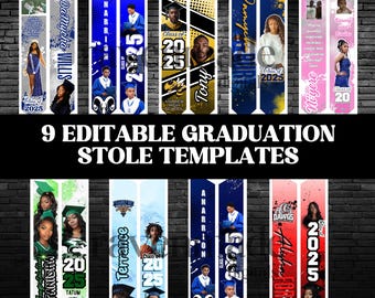 Editable Graduation Stole Templates 2026 UPDATED, 9 Class of 2026 Grad Sash Designs for Custom Senior Stoles Download