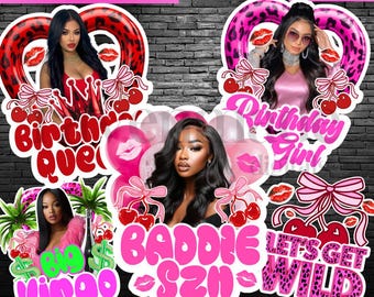 Paquete de diseños para vasos, vasos de chupito y camisetas de cumpleaños con temática de villanos. Plantillas editables para crear productos personalizados para fiestas (descarga digital).