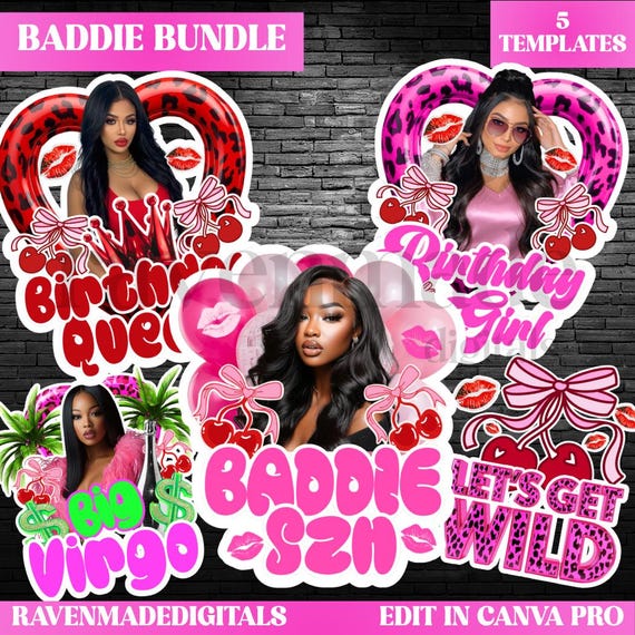 Birthday Cup, Shot Glass & T Shirt Design Bundle, 5 Editable Party Bucket Templates for Custom Birthday Merch Digital Download