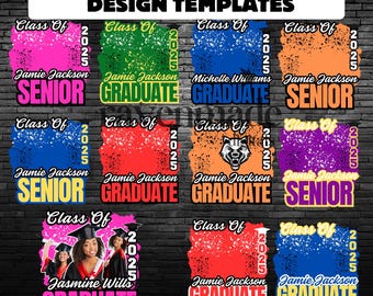 25 Graduation Shirt Design Templates, Class of 2026 Senior Shirt PNG Bundle, Editable Grad Sublimation Designs Digital Download