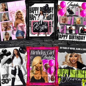 Birthday Poster Templates 16x20, 8 Editable Party Welcome Sign & Photo Collage Designs Download image 2