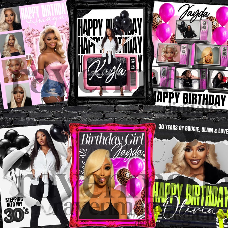 Birthday Poster Templates 16x20, 8 Editable Party Welcome Sign & Photo Collage Designs Download image 2