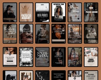 Passive Income Ebook Bundle, 25 Faceless Marketing & Digital Business Guides with Commercial Rights Download