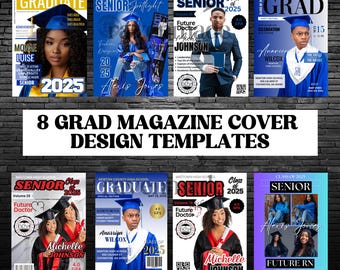 Editable Graduation Magazine Invitation Templates 2026 UPDATED, 8 Photo Announcement Cover Designs Digital Download