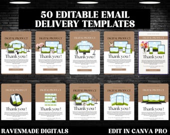 50 Editable Email Delivery Templates: Digital Product Seller Resources (Digital Download)