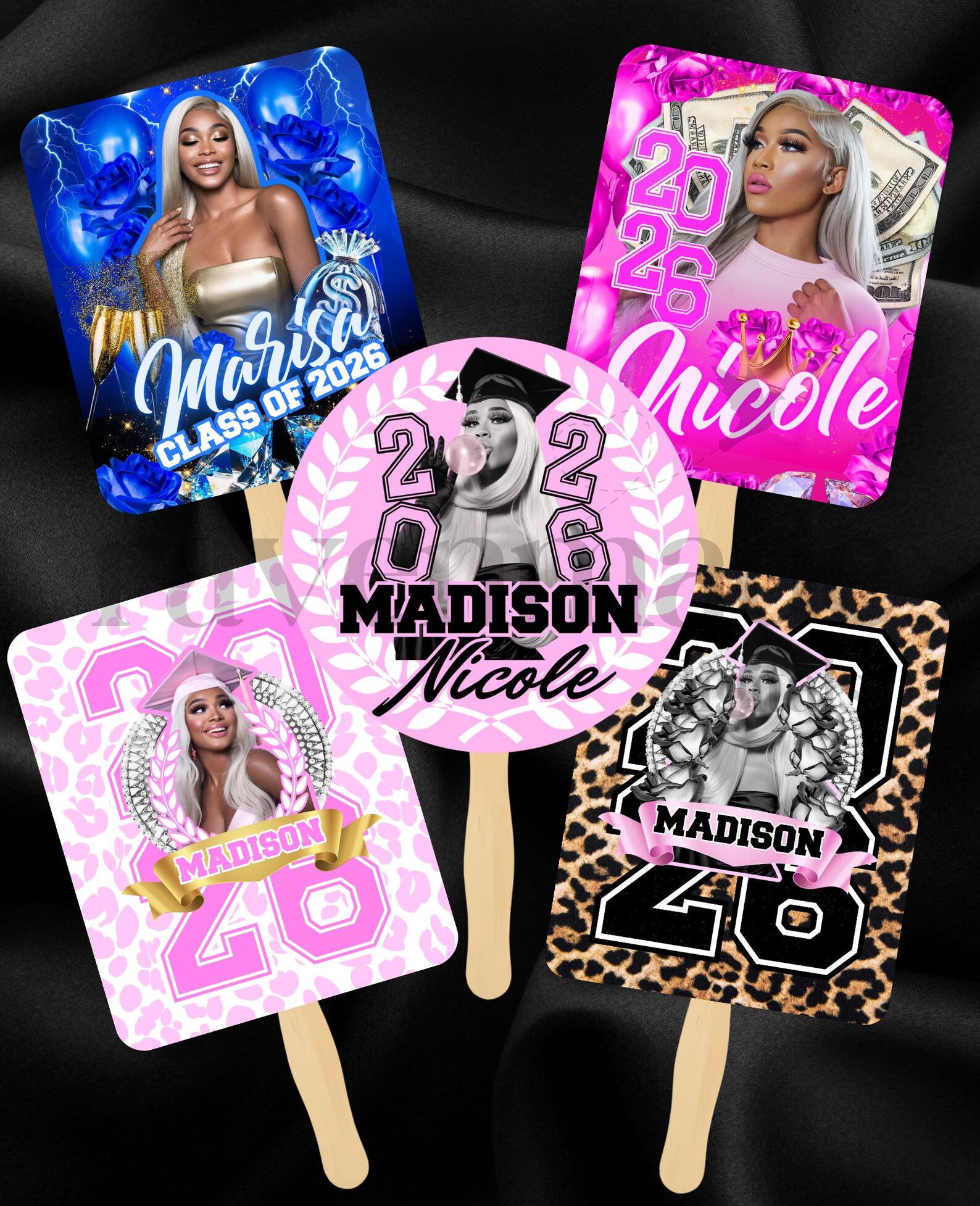 2026 Graduation Fan Templates Bundle | 8 Editable Class of 2026 Grad ...