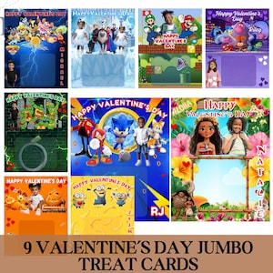 Valentine's Day Jumbo Treat Cards Bundle | Editable Canva Templates | 9 Designs (8.5x11, 11x14, 16x20) | Personalized VDay Gift Card Favors
