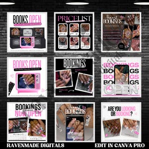 Paket med mallar för nagelföretagsflyers, 10 redigerbara designer för nagelteknik och salongsreklam för nedladdning bild 2