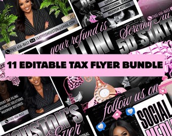 11 Tax Flyer Bundle for Tax Preparers | Editable Marketing Templates | Tax Professional Social Media Flyers | Tax Season Promo Kit