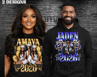 2 Editable Grad Shirt Templates, Graduation Shirt Designs, Senior Class of 2026 Shirt Bundle, Digital Download