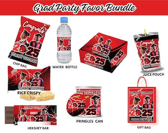Senior Graduation Party Favor Bundle 2026 UPDATED, Editable Class of 2026 Treat & Chip Bag Templates Download