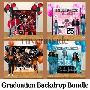 Graduation Backdrop Bundle: Editable Class of 2025 Canva Templates (Digital Download)