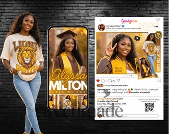 Editable Gradgram Invitation Template, Graduation Party Announcement, Senior Celebration Digital Invite, Class of 2026
