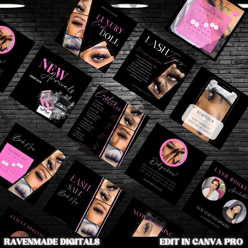 Lash Business Marketing Bundle, 40 Editable Social Media Templates & Lash Flyer Designs to Attract Clients image 2