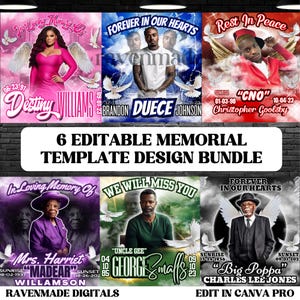 Memorial Shirt Templates: 6 Editable Designs, Add Photo & Text (Digital Download)