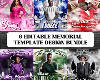 Memorial Shirt Templates: 6 Editable Designs, Add Photo & Text (Digital Download)