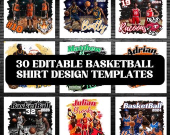 Basketball T-Shirt Design Bundle: 30 Editable Basketball player Templates | Basketball Senior Night (Digital Download)