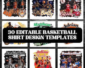Basketball T-Shirt Design Bundle: 30 Editable Basketball player Templates | Basketball Senior Night (Digital Download)
