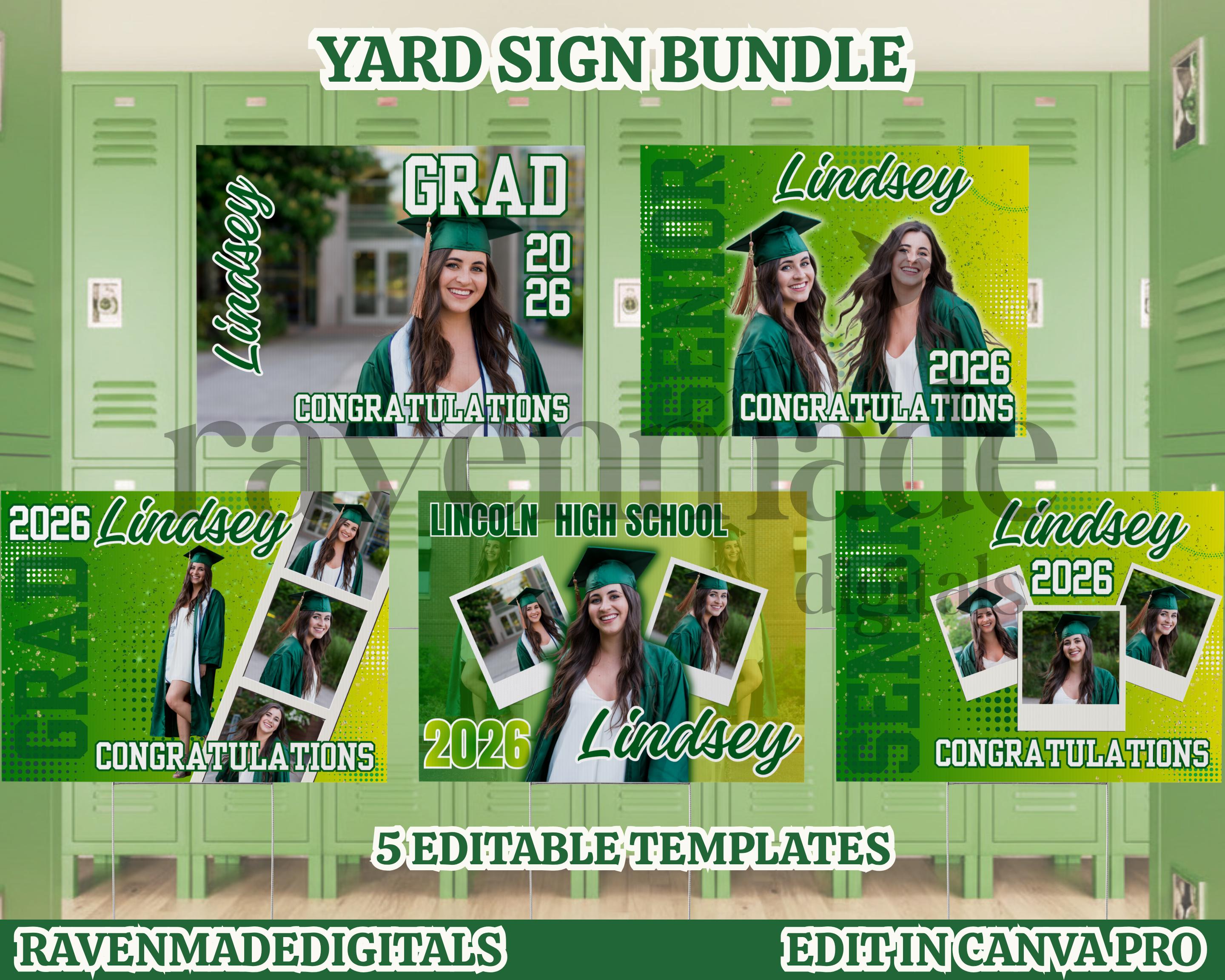 2026 Graduation Yard Sign Templates 24x18 Editable Bundle, Class of ...