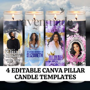 Editable Memorial Candle Label Templates: In Loving Memory Candlelight Sticker (Canva Pro, Digital Download)
