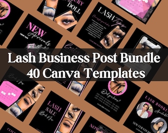 Lash Business Marketing Bundle: 40 Social Media Canva Templates