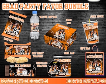Senior Graduation Party Favor Bundle 2026 UPDATED, Editable Class of 2026 Treat & Chip Bag Templates Download