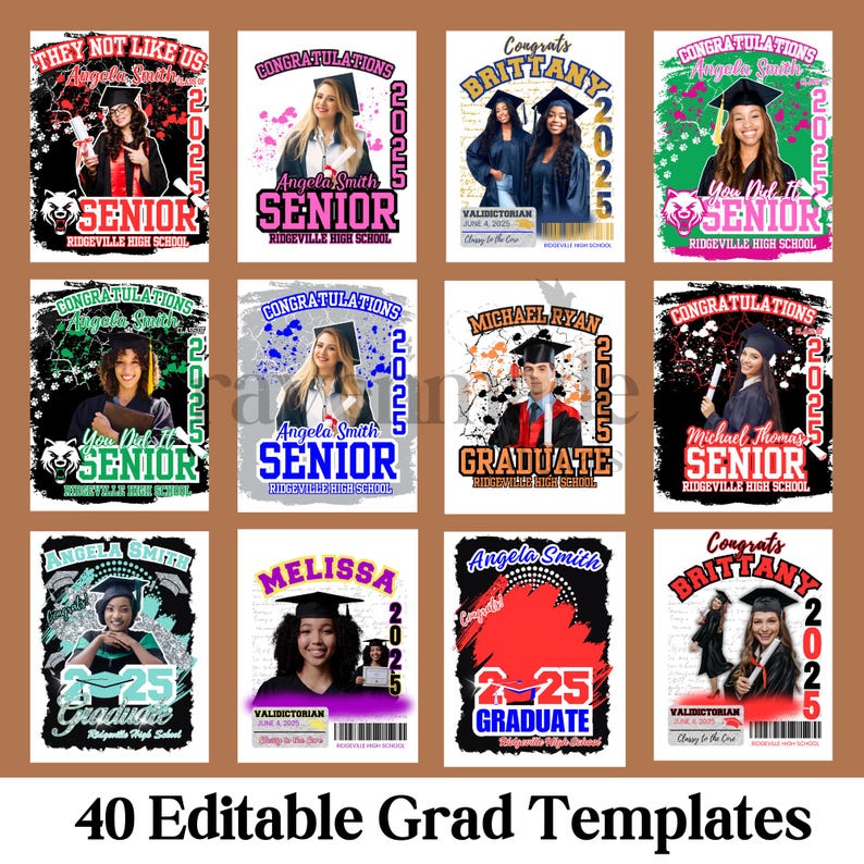 Graduation Shirt Designs: 40 Editable Grad Templates (digital Download ...