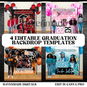 Bearbeitbare Abschlussvorlagen 2026 AKTUALISIERT, 4 Klasse von 2026 Photo Booth & Party Banner Designs Digitaler Download