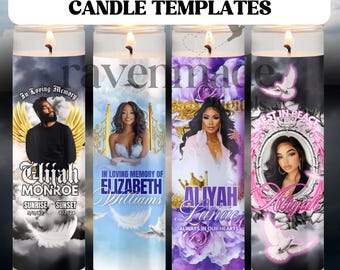 4 Editable Memorial Candle Label Templates: In Loving Memory Candlelight Sticker (Digital Download)