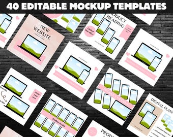 40 Digital Mockup Templates: Digital Product Listing Designs (Digital Download)