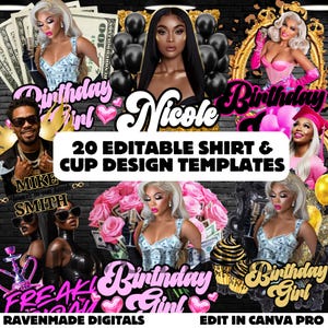 Mega Geburtstags-Design-Bundle: 20 individuelle Tassen- & Shirt-Designs, Schnapsglas-Bundle für Geburtstag, Gedenkstätte, bestandener Abschluss (digitaler Download)