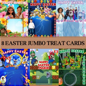 Pacote de cartões de guloseimas Jumbo de Páscoa | Modelos editáveis do Canva | 8 designs (8,5x11, 11x17, 16x20) | Lembrancinhas personalizadas de cartões de guloseimas de Páscoa