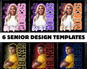 Senior 2026 Designvorlagen | Bearbeitbare Grad-Foto-Poster-Vorlagen | Klasse von 2026 Abschlussschild | Senior Photo Template Bundle für Shirt