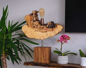 Living room lamp made of natural wood, reading amusement, handmade,