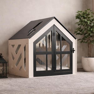 White and Black Dog House, Modern Dog Crate, Dog House, Indoor Dog House, Dog Crate, Large Dog Crate, Dog Kennel, Dog Bed, Cat Bed