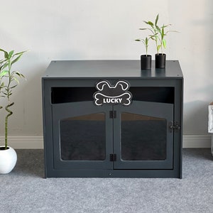 Doglog Dark Grey Dog Crate, Personalized Wood Dog House, Modern Dog House, Premium Dog Kennel, Dog Crate Furniture, Pet Furniture, Dog Bed