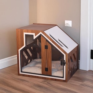 Superb BCL Walnut Indoor Dog House , Dog Crate,  Dog House Indoor, Dog Furniture, Wooden Dog House,  Dog Kennel , Dog House For Big Dogs