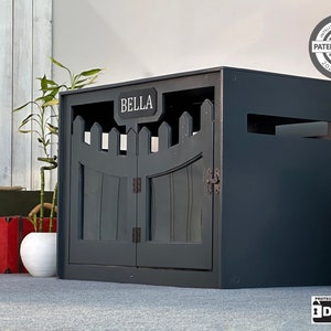 WOWY Dark Grey Dog Crate, Modern Wood Dog House, Dog Kennel, Dog Crate Furniture, Pet Furniture,  Free Customization, Gift Cushion Covers